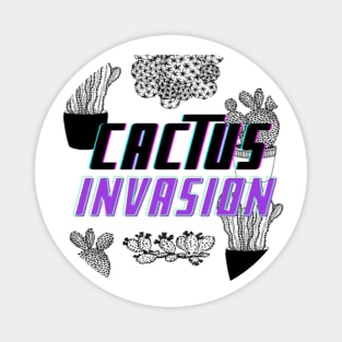 Cactus Invasion Whte Magnet